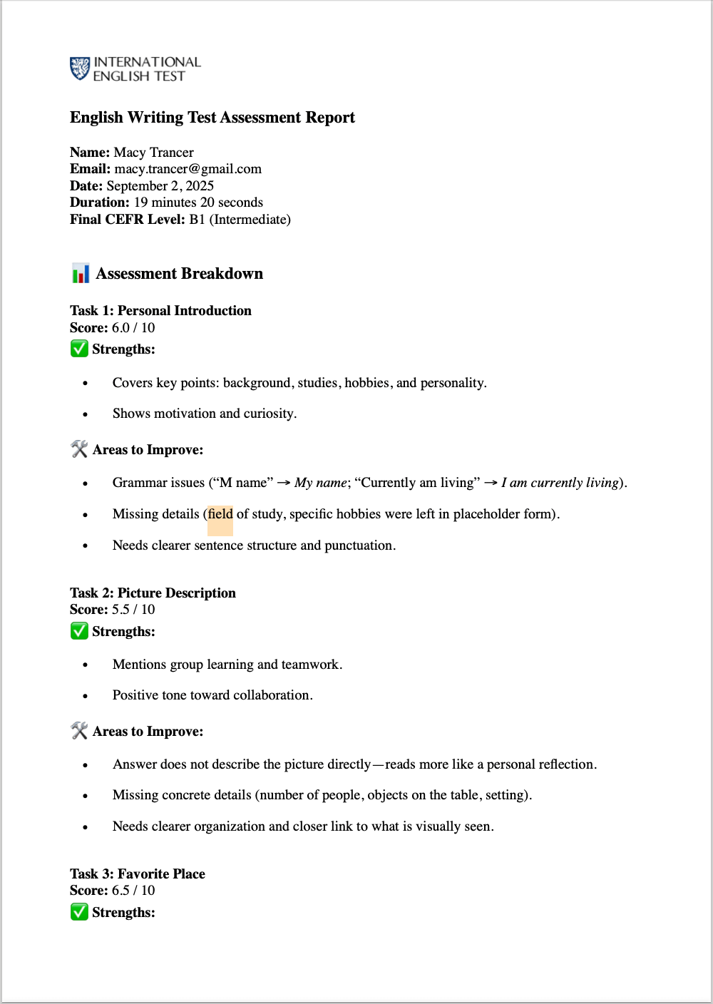 english-writing-test